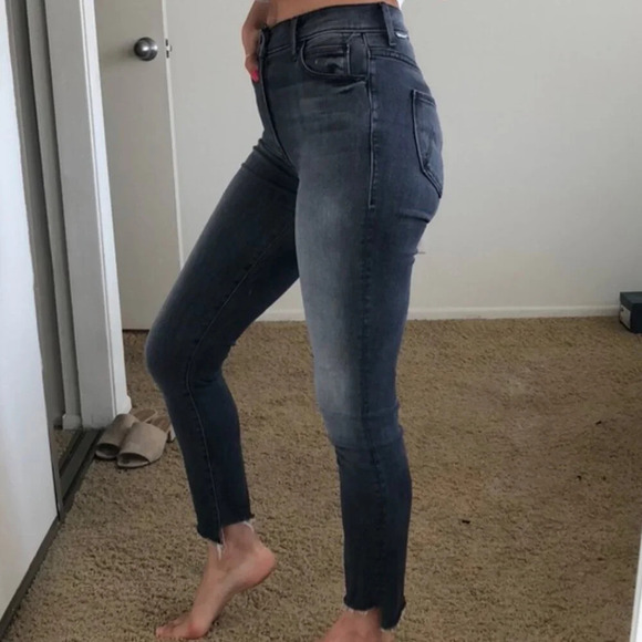 MOTHER The Zip Stunner Two Step Fray Gray Stretcht Jeans Miss Moody Two Shoes 25 - Picture 6 of 11
